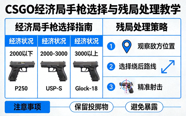 CSGO经济局手枪选择与残局处理教学示意图